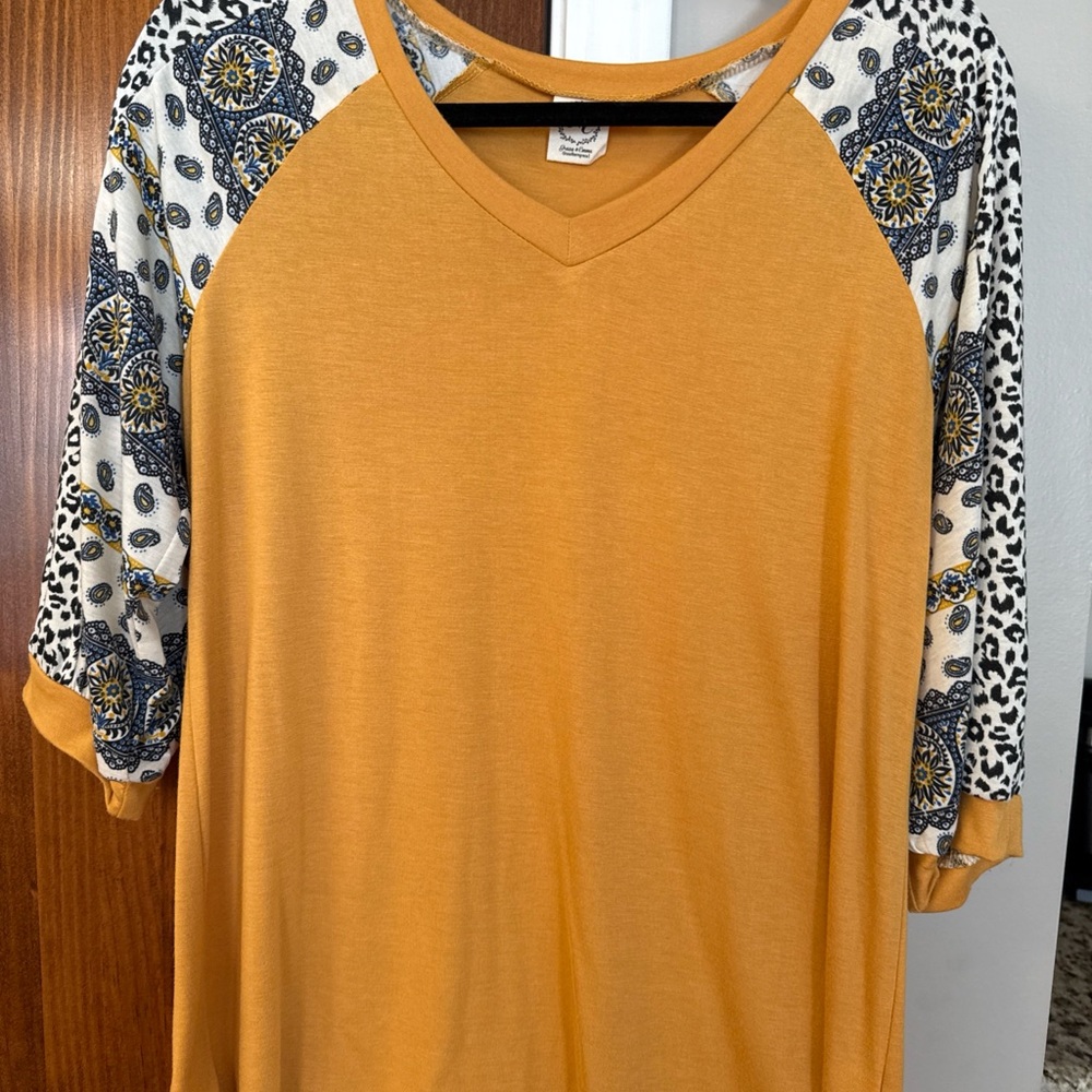 Vibrant Mustard Raglan Sleeve Top